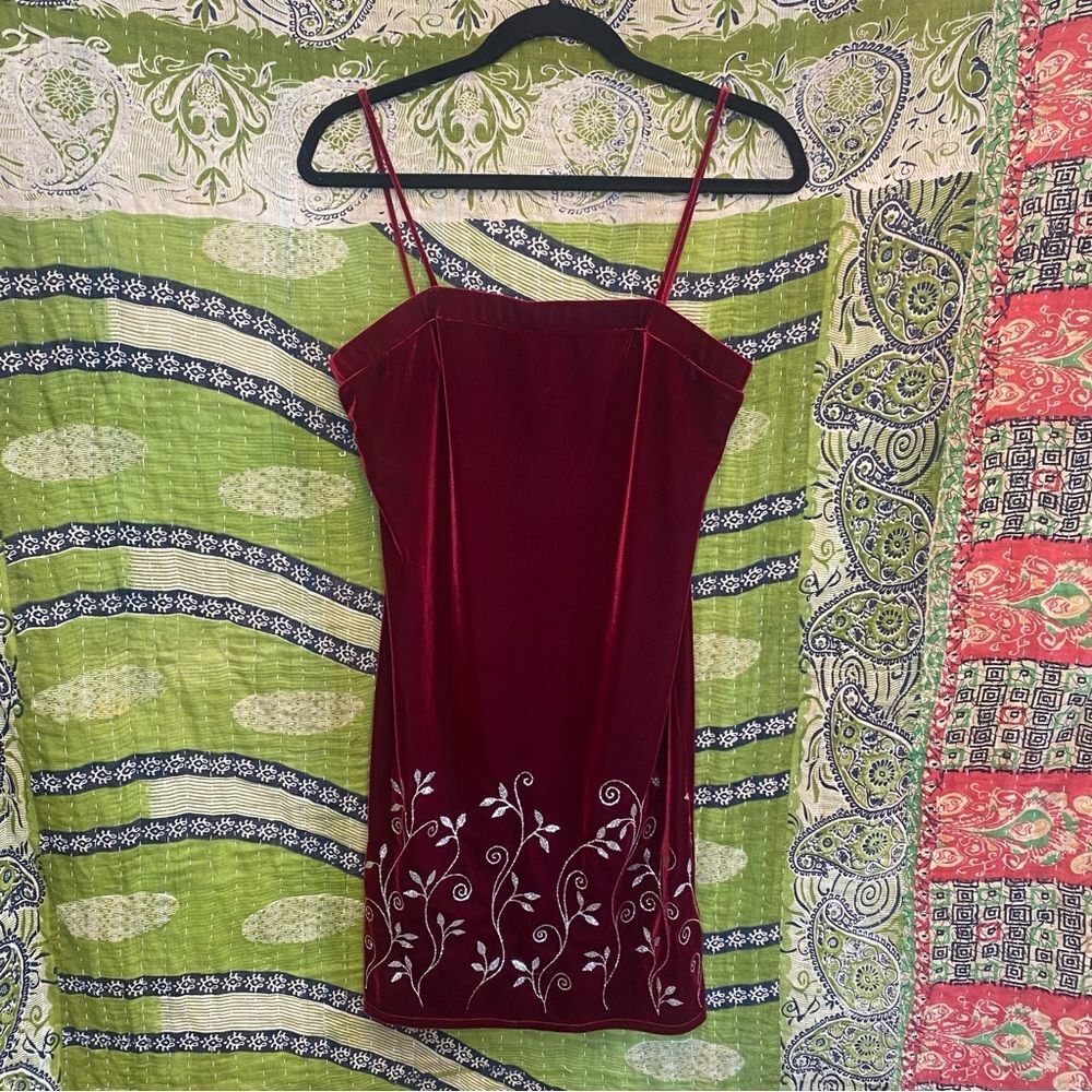 Vintage Jalate Maroon Velvet Semi Formal Mini Dress Size Medium